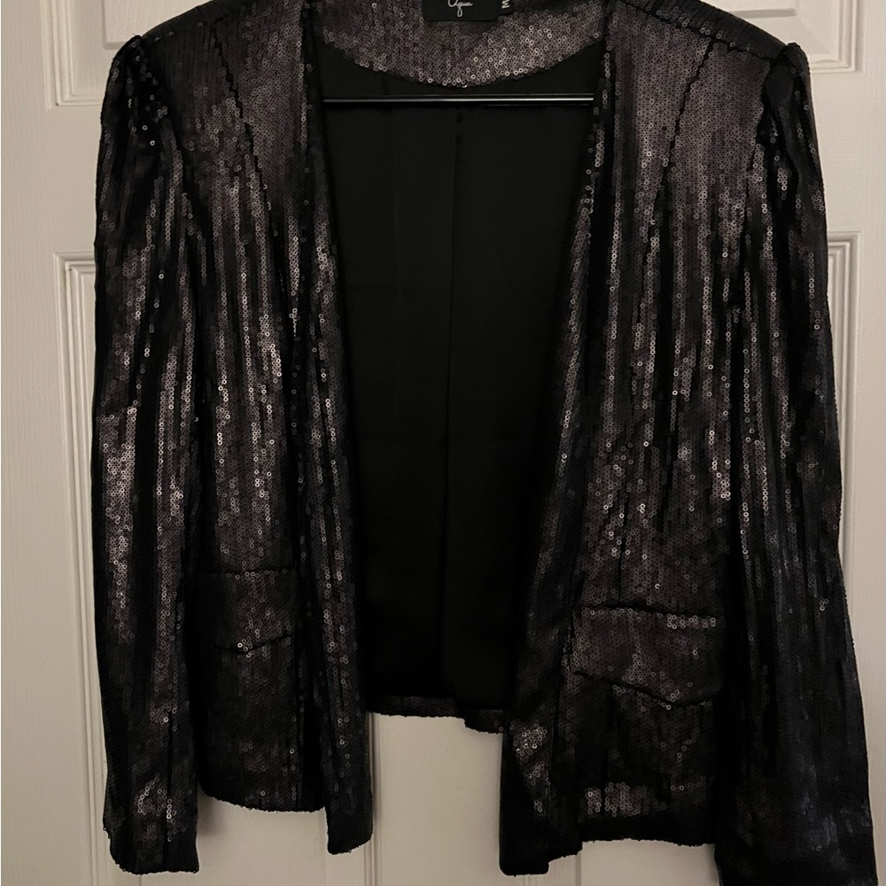 Aqua Black Sequin Blazer